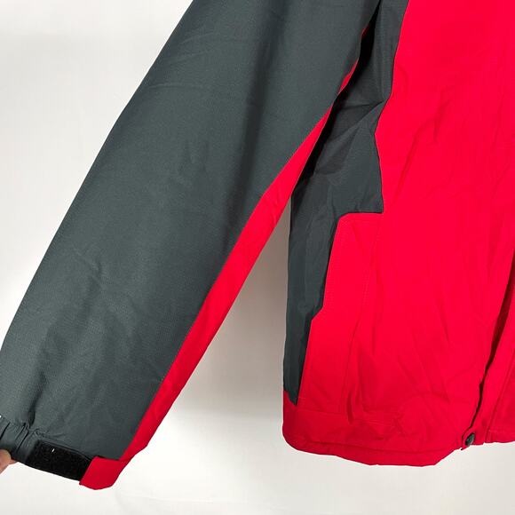 Magcomsen Ski Jacket Coat Hooded Hiking Colorblock Red Fleece Gray - Picture 6 of 13